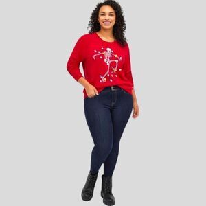TORRID 3X soft  red Skeleton Pullover Crew neck sweater.